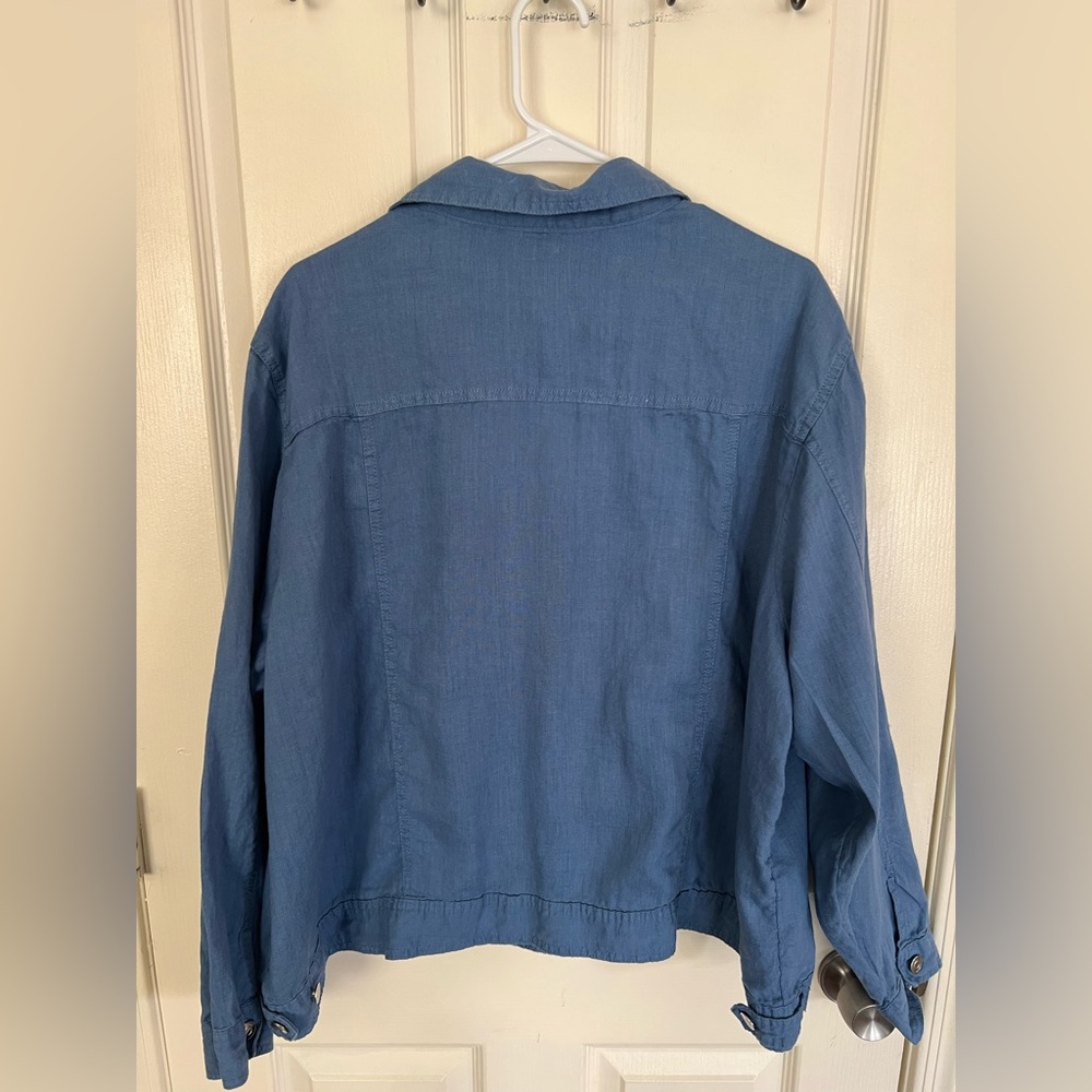 Jones & Co 100% Linen Jacket 3X Blue Lightweight Utility Button - Picture 9 of 9